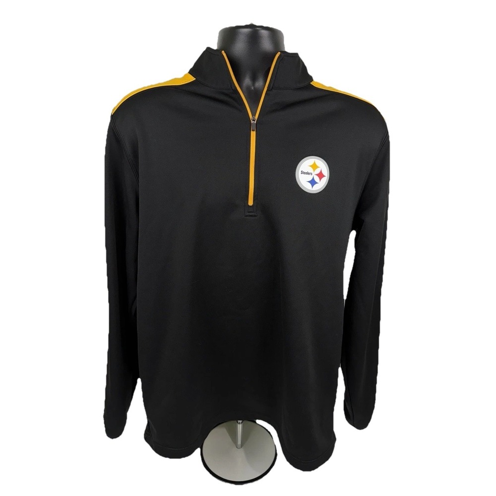 Pittsburgh Steelers NFL Team Apparel 1/4 Zip Pullover Men's Medium Black Logo